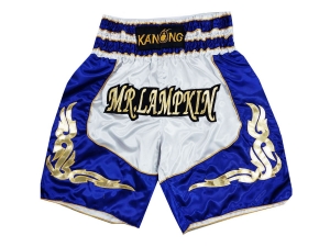 Personalized Boxing Shorts : KNBXCUST-2043-White-Blue